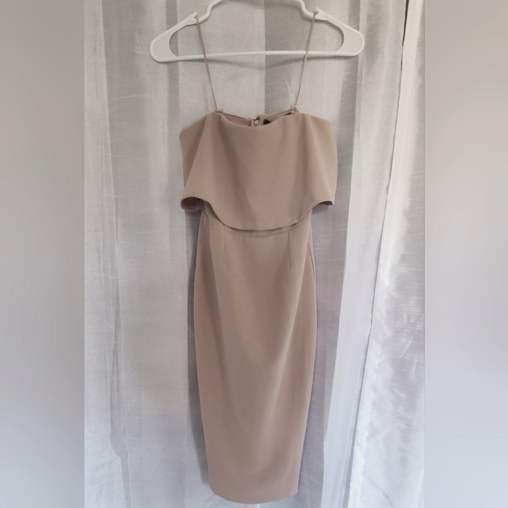 NWT Pale Pink Strapless Cocktail Midi Dress